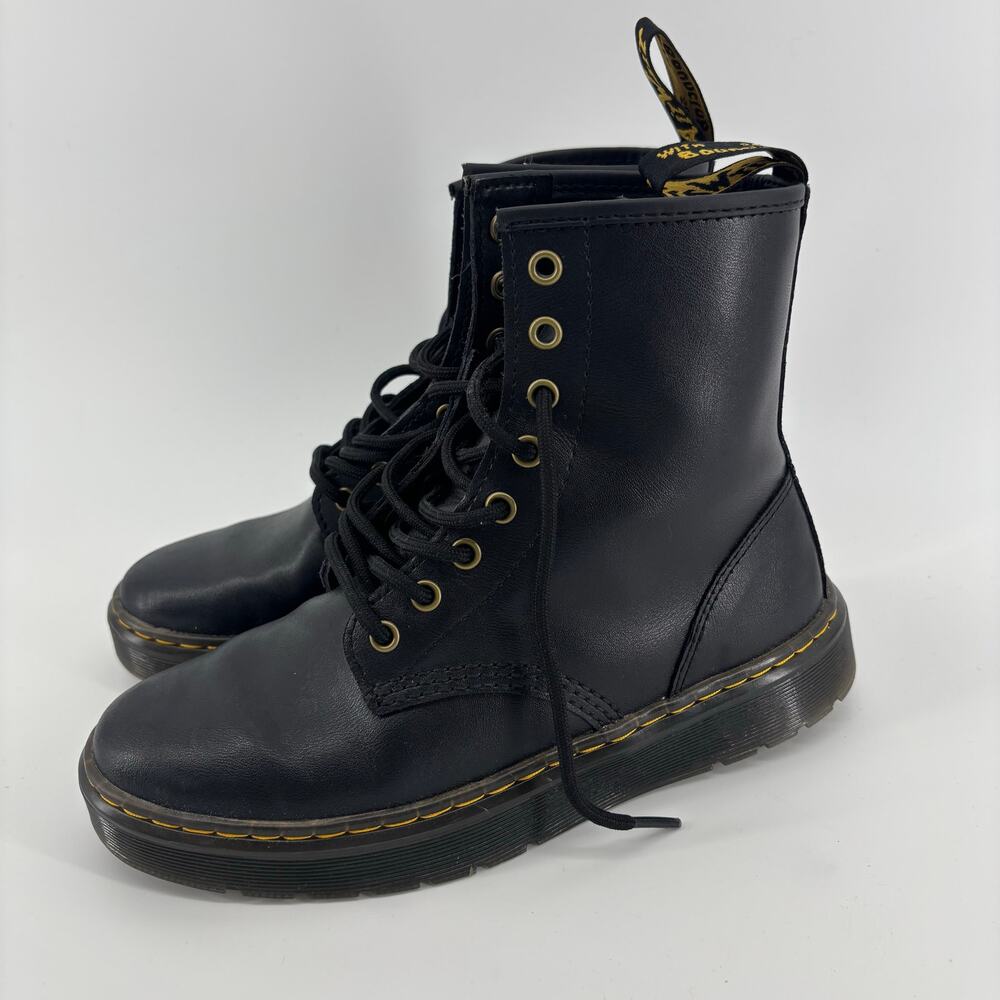 Doc Martens Zavala Black Leather Platform Combat Boots M7 W8 Goth Grunge